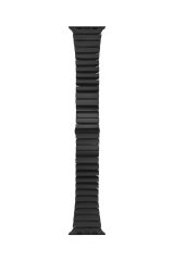 Apple Watch 7 6 SE 5 4 3 2 1 - 42 / 44 / 45 mm uyumlu Metal Kordon Baklalı Model Bilezik Çelik Kayış Siyah