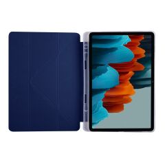 Galaxy Tab S7 Plus T970 Kılıf Kalem Bölmeli Premium Smart Standlı Tablet Kılıfı Lacivert