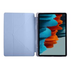 Galaxy Tab S7 Plus T970 Kılıf Kalem Bölmeli Premium Smart Standlı Tablet Kılıfı Mavi