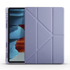 Galaxy Tab S7 Plus T970 Kılıf Kalem Bölmeli Premium Smart Standlı Tablet Kılıfı Mor