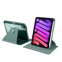 iPad Mini 7. Nesil 2024 Uyumlu Kılıf 360 Dönebilen Kalem Bölmeli Yatay Dikey Standlı Akıllı Kapak Koyu Yeşil