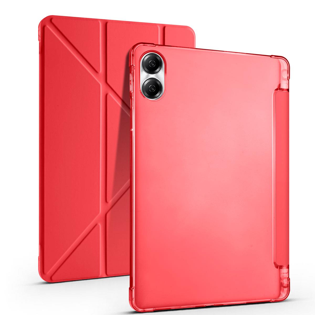 Honor Pad X9 11.5'' 2023 Uyumlu Kılıf Kalem Bölmeli Standlı Akıllı Uyku Modlu Kapaklı Tablet Kılıfı Kırmızı