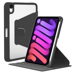 iPad Mini 7. Nesil 2024 Uyumlu Kılıf 360 Dönebilen Kalem Bölmeli Yatay Dikey Standlı Akıllı Kapak Siyah