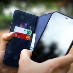 iPhone 12 Pro Kapaklı Cüzdan Kartlık Kılıf Çıkartılabilen Mıknatıslı Kapak Standlı Kılıf Lacivert
