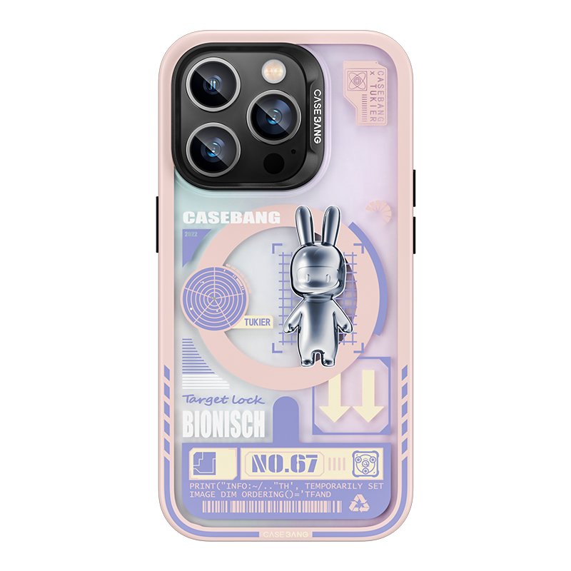 Apple iPhone 14 Pro Max Kılıf Magsafe Şarj Özellikli Benks Casebang Rabbit Kapak Pembe