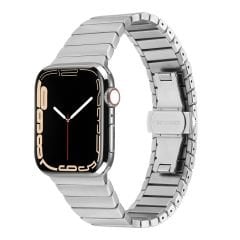 Apple Watch 8 45 mm uyumlu Metal Kordon Baklalı Model Bilezik Paslanmaz Çelik Kayış