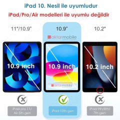 Apple iPad 10. Nesil 2022 10.9'' inc Ekran Koruyucu Nano Kırılmaz Esnek Ultra İnce Üstün Koruma
