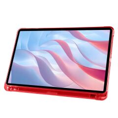 Honor Pad X8 Pro 11.5'' Uyumlu Kılıf Kalem Bölmeli Standlı Akıllı Uyku Modlu Kapaklı Tablet Kılıfı Kırmızı