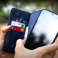 iPhone XS Max Kapaklı Cüzdan Kartlık Kılıf Çıkartılabilen Mıknatıslı Kapak Standlı Kılıf Lacivert