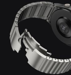 Amazfit GTR 3 / GTR 3 Pro Uyumlu Metal Kordon Baklalı Model Paslanmaz Çelik Kayış Kelebek Toka Siyah