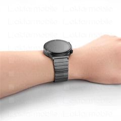 Amazfit GTR 3 / GTR 3 Pro Uyumlu Metal Kordon Baklalı Model Paslanmaz Çelik Kayış Kelebek Toka Siyah