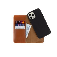 iPhone XS Max Kapaklı Cüzdan Kartlık Kılıf Çıkartılabilen Mıknatıslı Kapak Standlı Kılıf Kahverengi