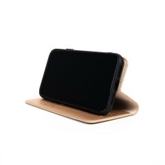 iPhone XS Kapaklı Cüzdan Kartlık Kılıf Çıkartılabilen Mıknatıslı Kapak Standlı Kılıf Gold