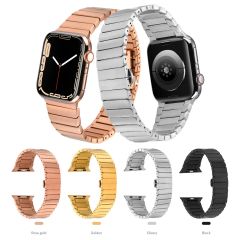 Apple Watch Ultra 49 mm uyumlu Metal Kordon Baklalı Model Bilezik Paslanmaz Çelik Kayış Siyah