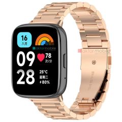 Redmi Watch 3 Active Uyumlu Metal Kordon Baklalı Model Paslanmaz Çelik Kayış Özel Pim Tasarımı