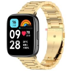 Redmi Watch 3 Active Uyumlu Metal Kordon Baklalı Model Paslanmaz Çelik Kayış Özel Pim Tasarımı