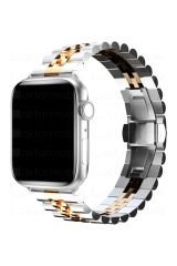 Apple Watch 7 6 SE 5 4 3 2 1 - 38 / 40 / 41 mm uyumlu Metal Kordon Rolex Style Kayış Jubilee Bilezik