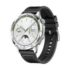 Huawei Watch Ultimate / Buds Uyumlu Dokuma & Silikon Kordon Dikişli Örgü Kayış Metal Toka Siyah