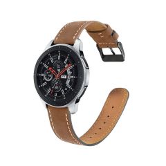 Amazfit GTR 3 / GTR 3 Pro Uyumlu Deri Kordon Premium Dikişli Deri Kayış Kahverengi