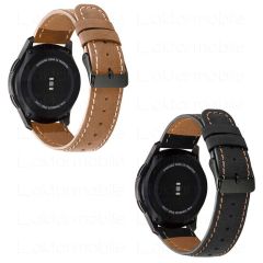 Amazfit GTR 3 / GTR 3 Pro Uyumlu Deri Kordon Premium Dikişli Deri Kayış Kahverengi