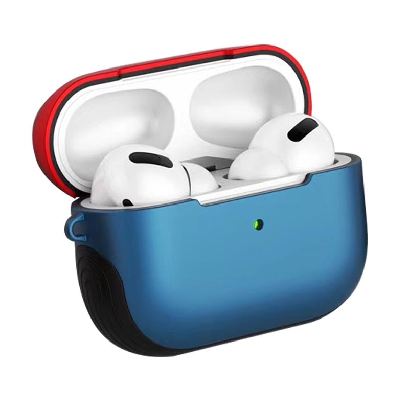 Airpods Pro Uyumlu Kılıf Anti-Shock Kulaklık Kılıfı Darbe Emici Tam Koruma Shockproof Mavi - Kırmızı