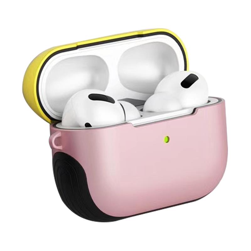 Airpods Pro Uyumlu Kılıf Anti-Shock Kulaklık Kılıfı Darbe Emici Tam Koruma Shockproof Pembe - Sarı