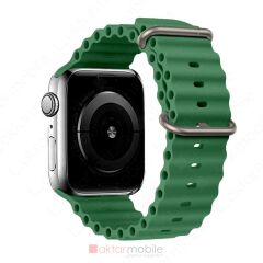 Apple Watch 6 5 4 SE 44 mm uyumlu Silikon Kordon Ocean Kordon Silindirik Kayış Koyu Yeşil