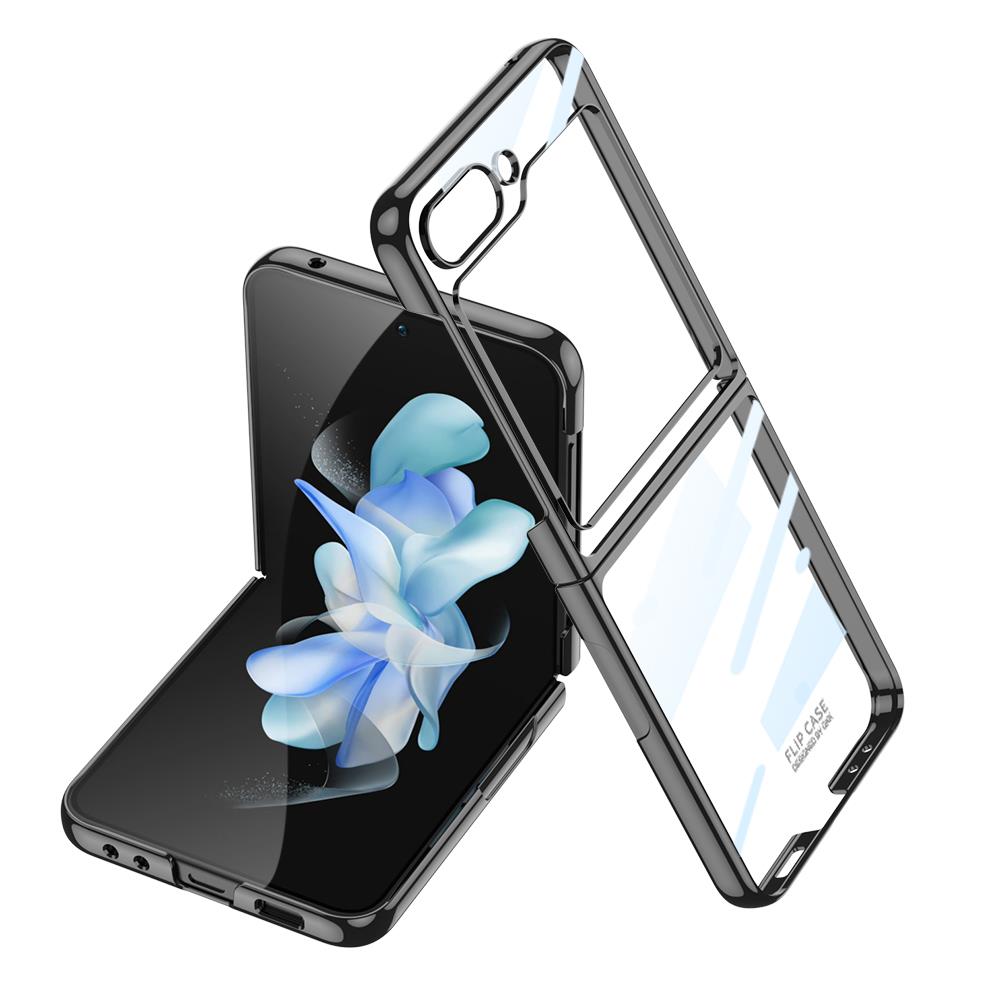 Samsung Galaxy Z Flip 5 Kılıf Premium Camlı Kapak Kamera Korumalı Tam Uyumlu İnce Yapılı Siyah