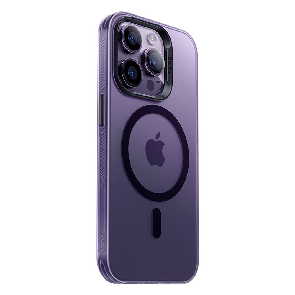 Apple iPhone 14 Pro Kılıf Magsafe Şarj Özellikli Benks Lucid Armor Kapak Derin Mor