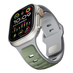 Apple Watch Ultra / Ultra 2 49 mm uyumlu Silikon Kordon Çift Renkli Premium Spor Tasarım Kayış