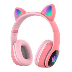 Kablosuz Kulak Üstü Bluetooth Kulaklık Kedi Kulağı Tasarımlı RGB Led Işıklı ANC Mikrofonlu