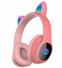 Kablosuz Kulak Üstü Bluetooth Kulaklık Kedi Kulağı Tasarımlı RGB Led Işıklı ANC Mikrofonlu