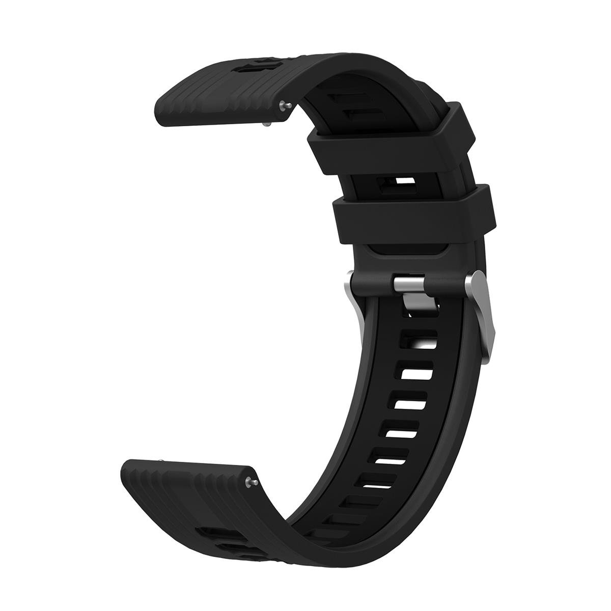 Amazfit GTS 2 Mini 40 mm Uyumlu Silikon Kordon Çizgili Spor Tasarım Renkli Delikli Spor Kayış Siyah