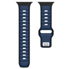 Apple Watch Ultra / Ultra 2 49 mm uyumlu Silikon Kordon Çift Renkli Premium Spor Tasarım Kayış Lacivert - Siyah