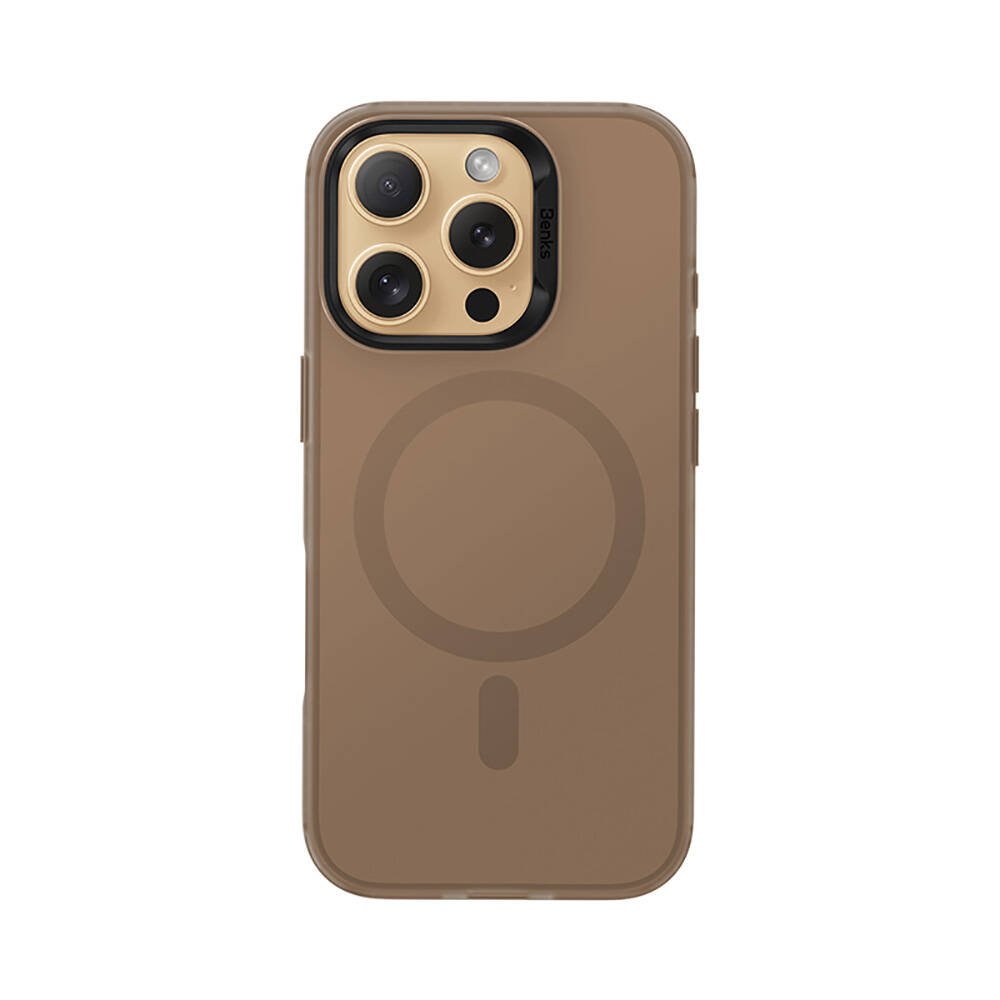 Apple iPhone 16 Pro Kılıf Magsafe Şarj Özellikli Benks Lucid Armor Kapak Gold