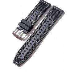 Amazfit GTR / GTR 2 / GTR 2e 47 mm Uyumlu Dokuma & Silikon Kordon Dikişli Örgü Kayış Metal Toka Siyah