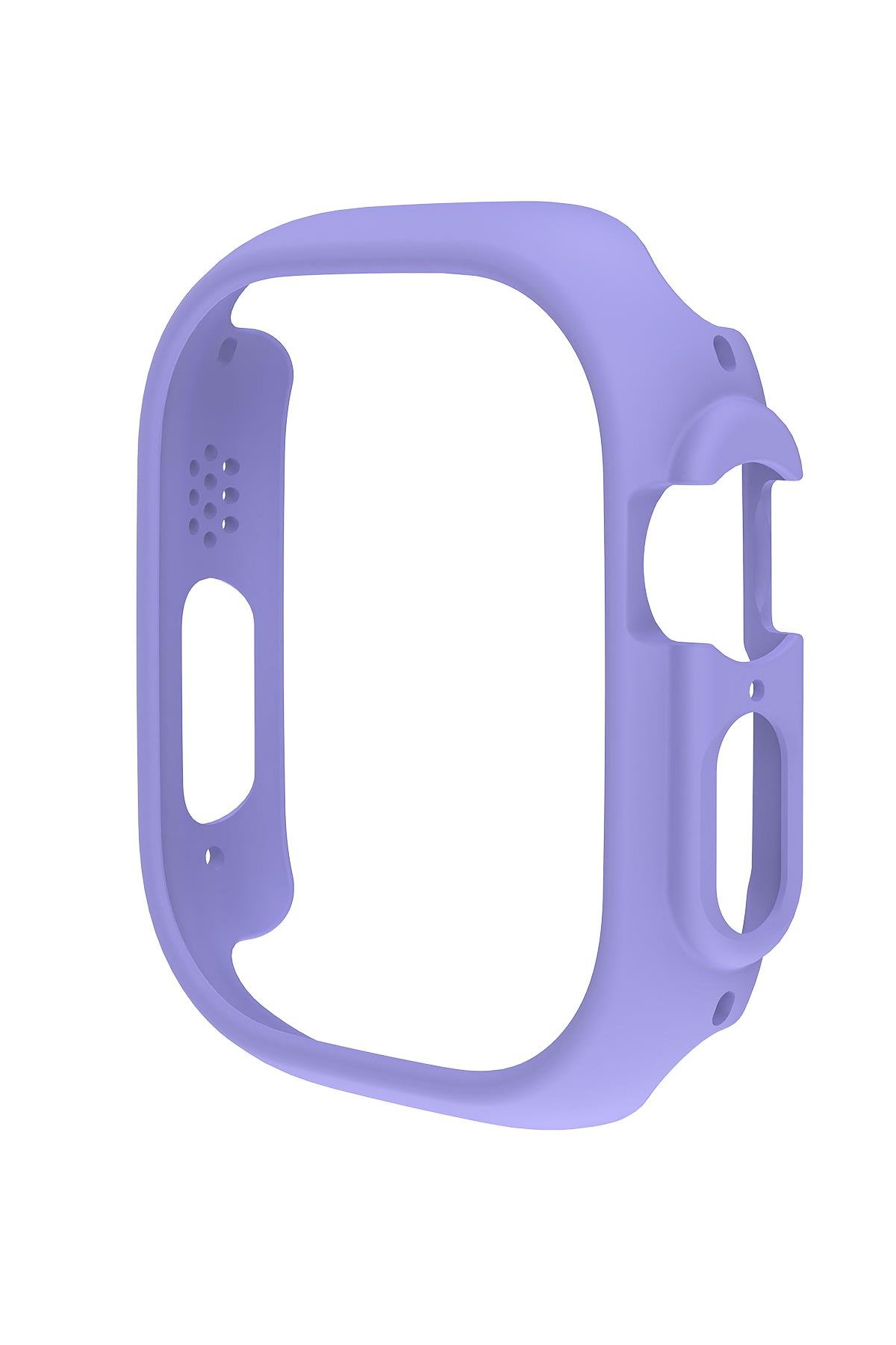Apple Watch Ultra 49 mm uyumlu Kasa Koruyucu Gövde Koruma Darbe Emici (Önü Açık) Lila