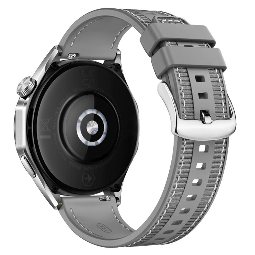 Amazfit GTR / GTR 2 / GTR 2e 47 mm Uyumlu Dokuma & Silikon Kordon Dikişli Örgü Kayış Metal Toka Gri