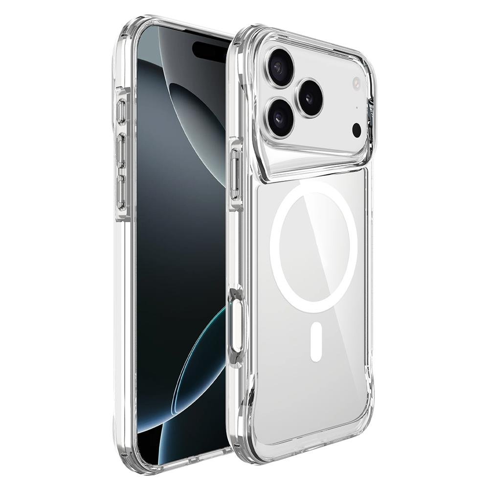 iPhone 17 Pro Max uyumlu Şeffaf MagSafe Kılıf Silikon Kapak Yükseltilmiş Kenarlar Darbe Emici Koruma