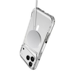 iPhone 17 Pro Max uyumlu Şeffaf MagSafe Kılıf Silikon Kapak Yükseltilmiş Kenarlar Darbe Emici Koruma