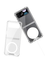 Samsung Galaxy Z Flip 4 uyumlu Şeffaf MagSafe Kılıf Anti Shock Darbe Emici Silikon Kapak Esnek TPU