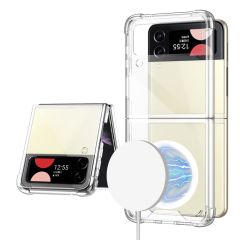 Samsung Galaxy Z Flip 4 uyumlu Şeffaf MagSafe Kılıf Anti Shock Darbe Emici Silikon Kapak Esnek TPU