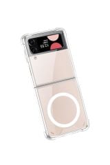 Samsung Galaxy Z Flip 3 uyumlu Şeffaf MagSafe Kılıf Anti Shock Darbe Emici Silikon Kapak Esnek TPU