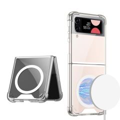 Samsung Galaxy Z Flip 3 uyumlu Şeffaf MagSafe Kılıf Anti Shock Darbe Emici Silikon Kapak Esnek TPU