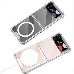 Samsung Galaxy Z Flip 3 uyumlu Şeffaf MagSafe Kılıf Anti Shock Darbe Emici Silikon Kapak Esnek TPU