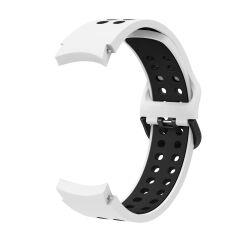 Samsung Galaxy Watch 5 40 / 44 mm Delikli Silikon Kordon Tam Uyumlu Pim Tasarımı Renkli Spor Kayış Beyaz - Siyah