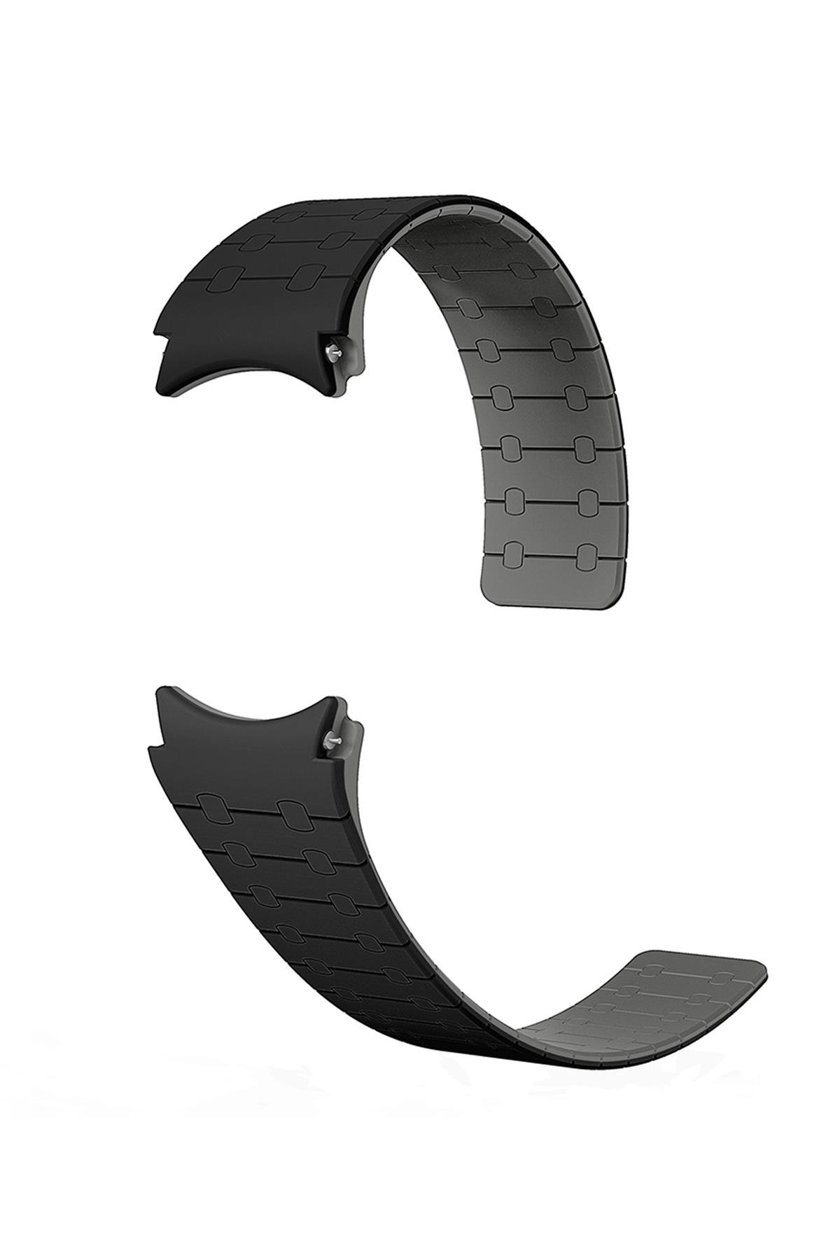 Samsung Galaxy Watch 6 40 44 mm Magnetik Silikon Kordon Mıknatıslı Spor & Şık Tasarım Premium Kayış Siyah