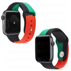 Apple Watch Silikon Kordon Black Unity Spor Kayış Renkli Tasarım