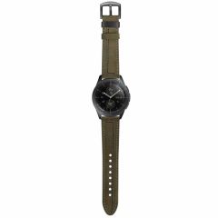 Huawei Watch GT 3 46 mm Uyumlu Deri Kordon Spor Dikişli Deri Kayış Yeşil