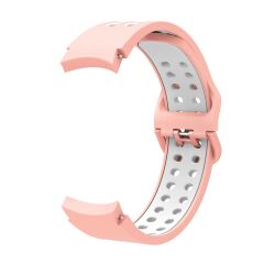 Samsung Galaxy Watch 5 40 / 44 mm Delikli Silikon Kordon Tam Uyumlu Pim Tasarımı Renkli Spor Kayış Pembe - Beyaz